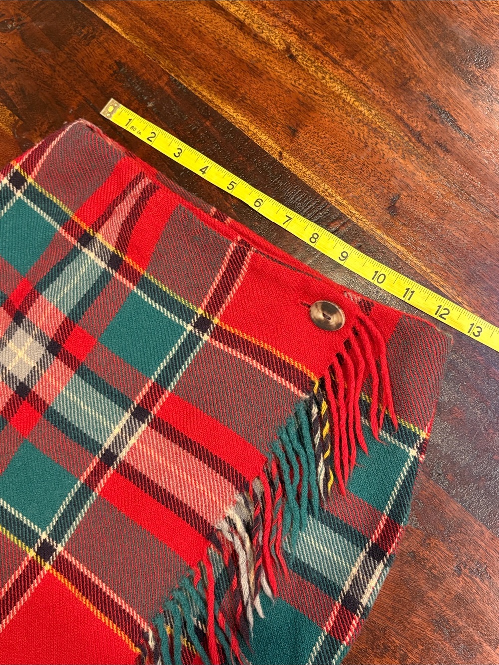 Vintage Ralph Lauren Country 90s Plaid Wool Woven Fringe Wrap Skirt size 6 - Picture 10 of 12